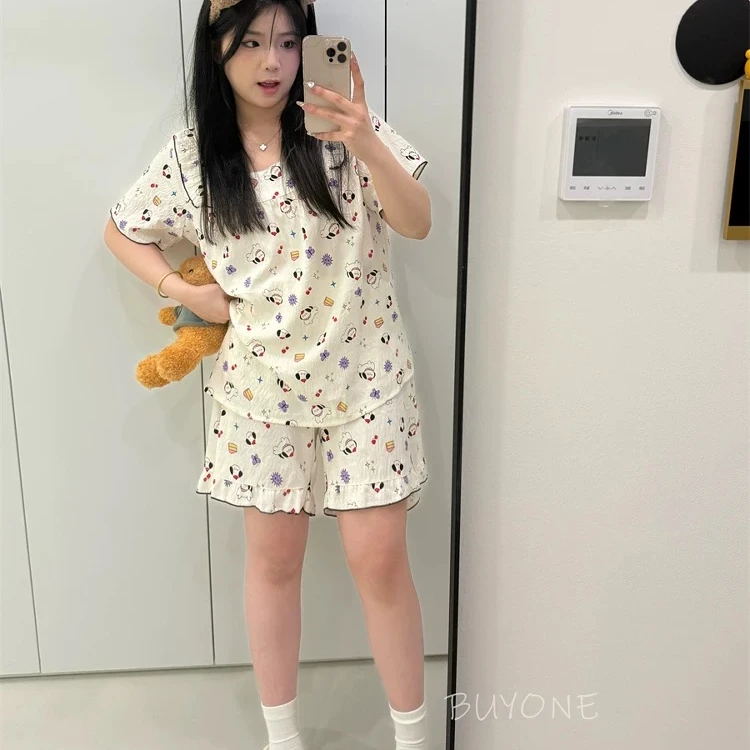 【李姑娘专属】时尚大码女装6635云朵棉少女卡通小狗短裤两件套