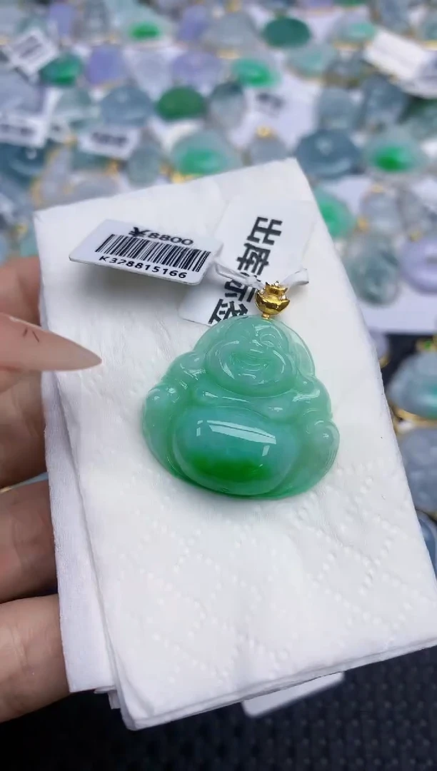 翡翠18K金镶嵌颈饰384    天然翡翠A货