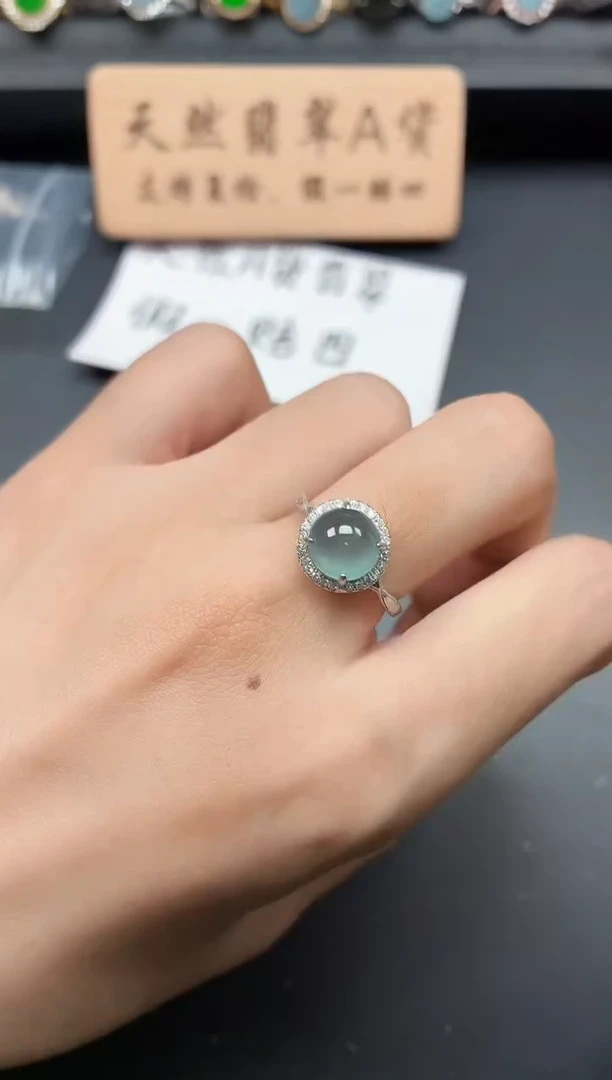 银S925镶嵌戒指翡翠1