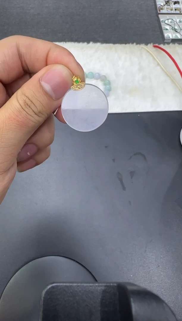 颈饰18K金镶嵌翡翠天然翡翠A货孤品一件