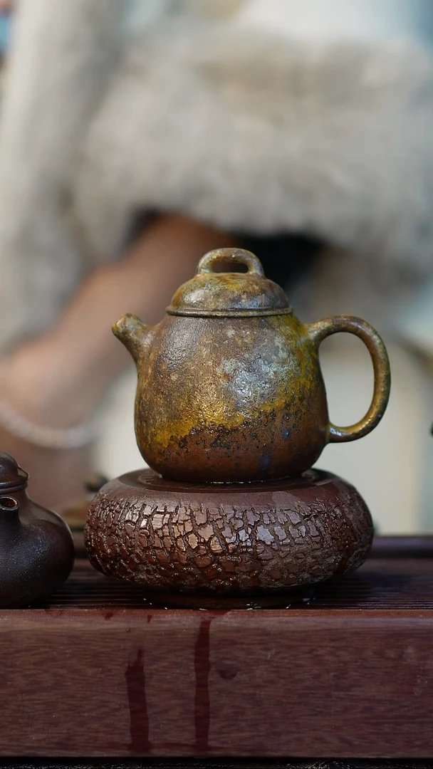 茶壶紫砂柴烧紫砂段泥半瓢180cc