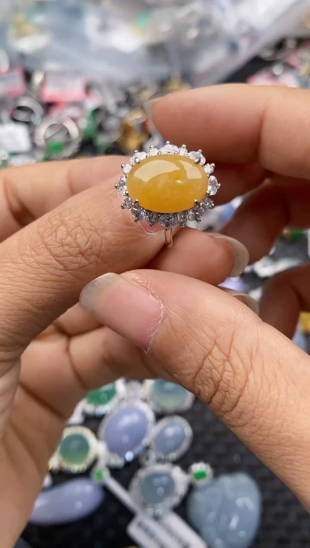 银S925镶嵌戒指翡翠555---6