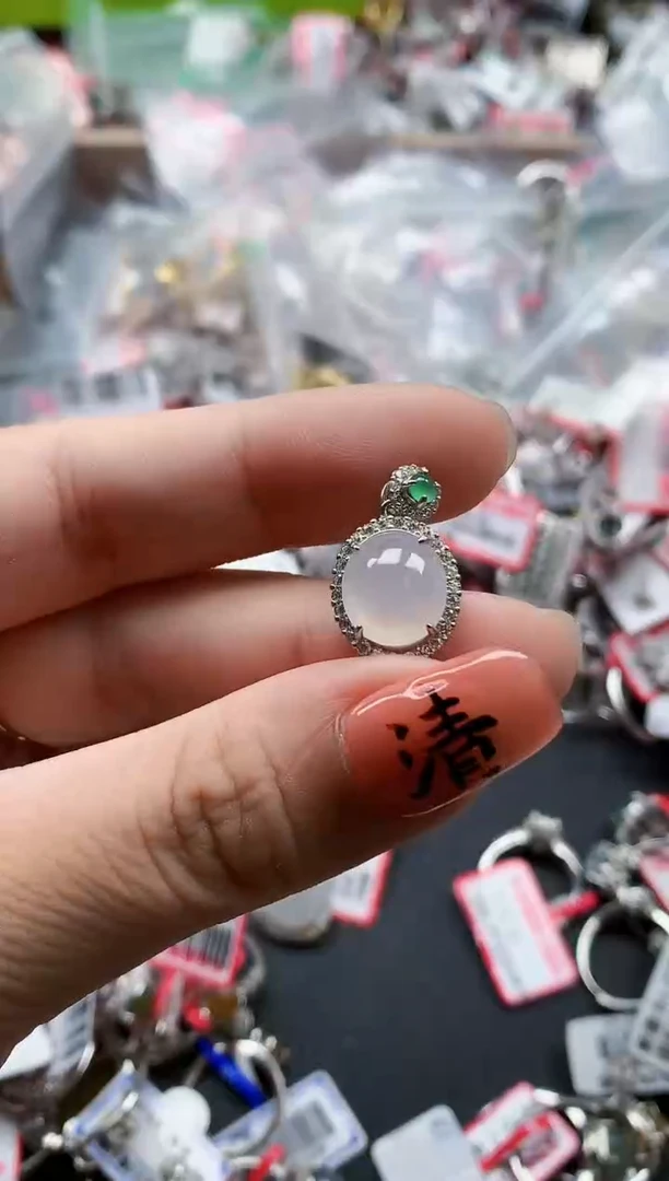 银S925镶嵌戒指翡翠天然A货缅甸翡翠