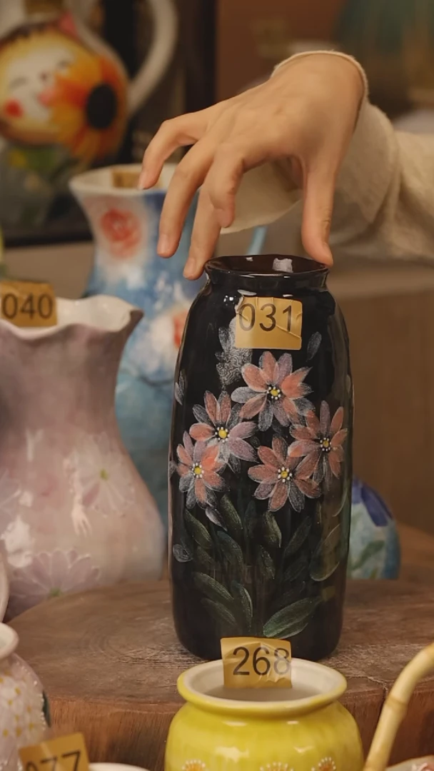 陶瓷景德镇设计师手作花器摆件侘寂风@M031@