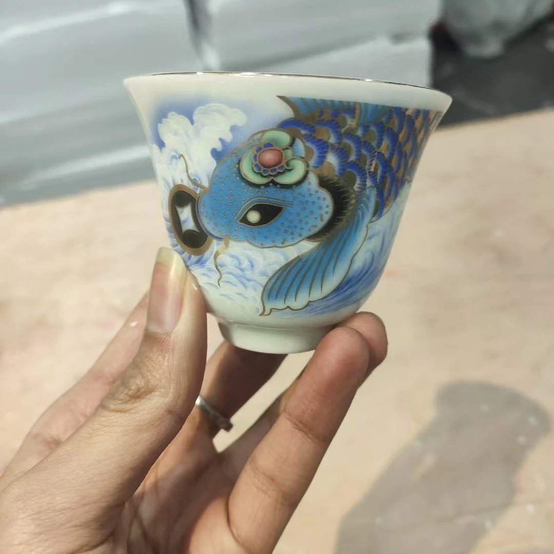 【闪购商品】羊脂玉品茗锦鲤主人单杯