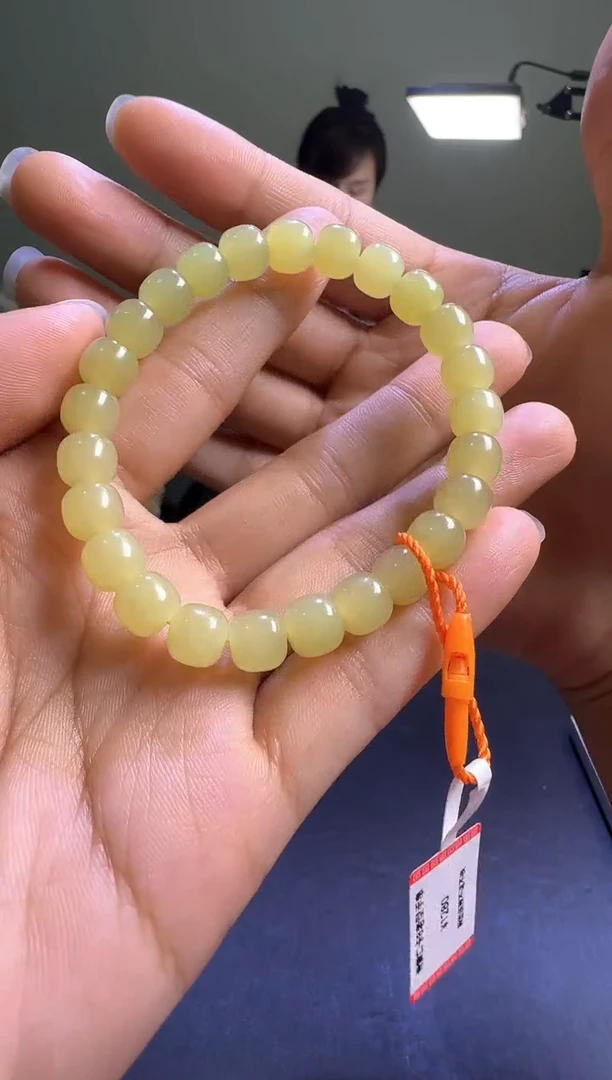 手链未镶嵌和田玉新疆和田玉若羌黄口卡8老型手串