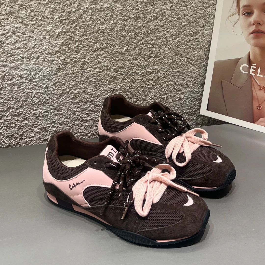 真皮复古美拉德休闲女鞋2025秋季德训鞋女ins潮牌透气百搭运动鞋