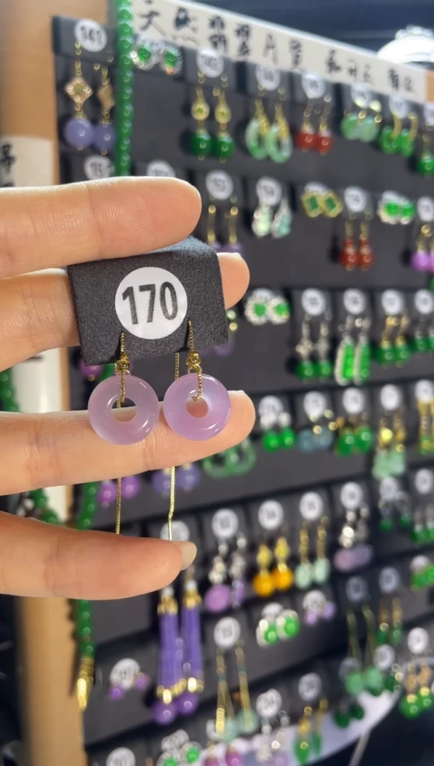 翡翠银S925镶嵌耳饰170..