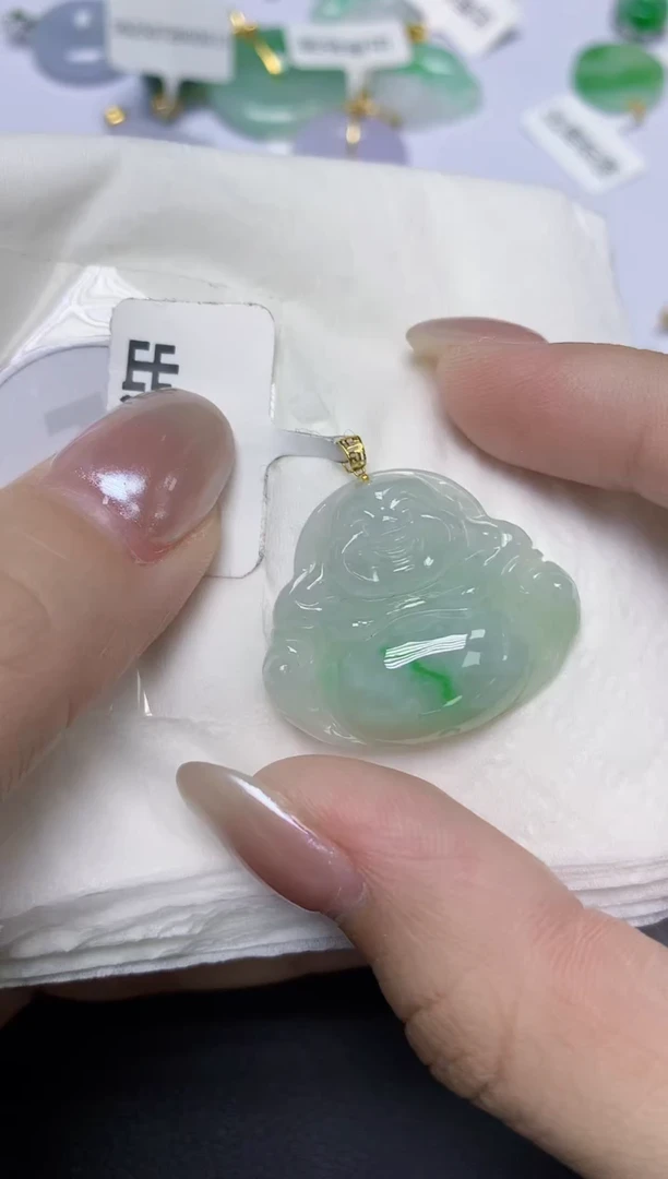 翡翠18K金镶嵌颈饰天然缅甸翡翠A货百元以上9元证书费自理