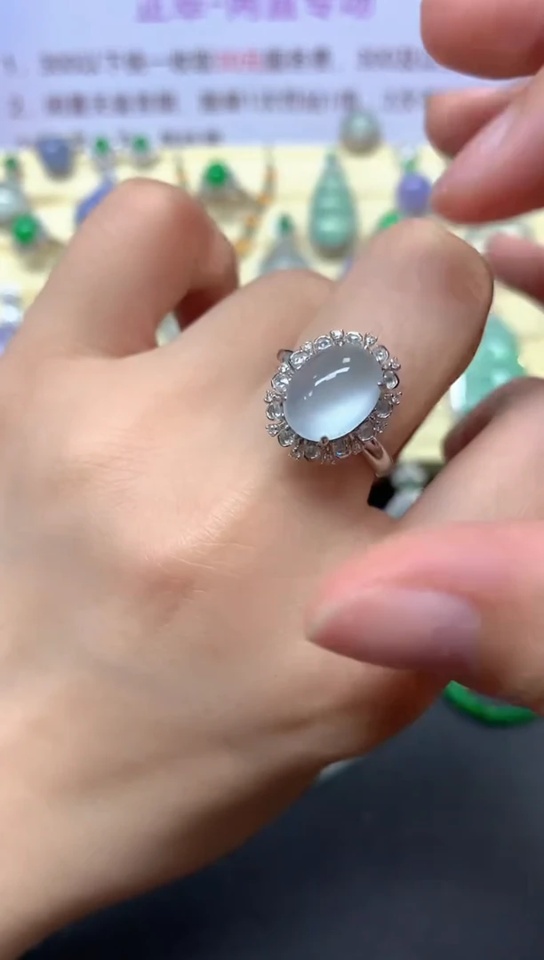 翡翠戒指18K金镶嵌戒指|7750+775