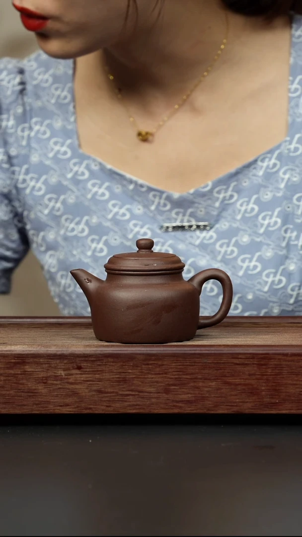 紫砂茶壶老紫泥剑流德钟