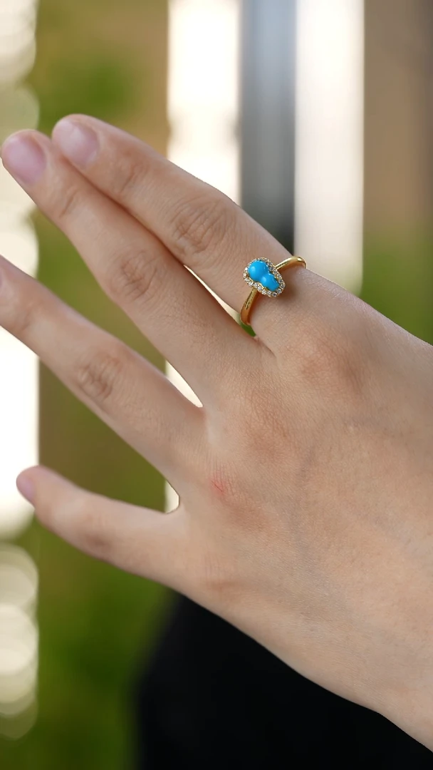 银S925镀金镶嵌绿松石戒指秒拍号1