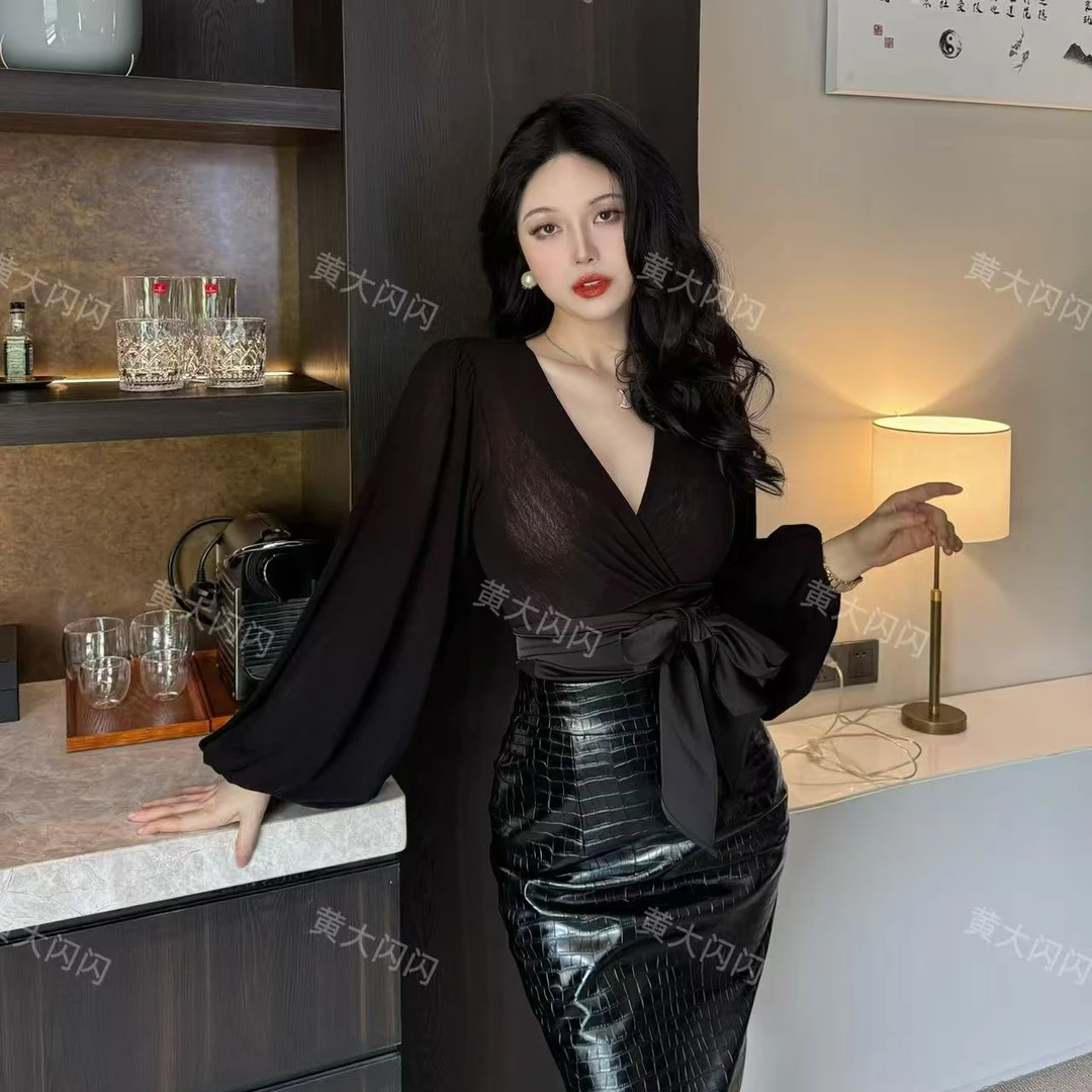 【新店请到黄大闪闪女装店1号】定制气质性感修身毛衣上衣SSQ5751