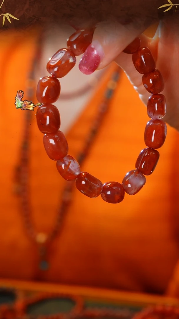 未镶嵌手链南红玛瑙牛血红单圈