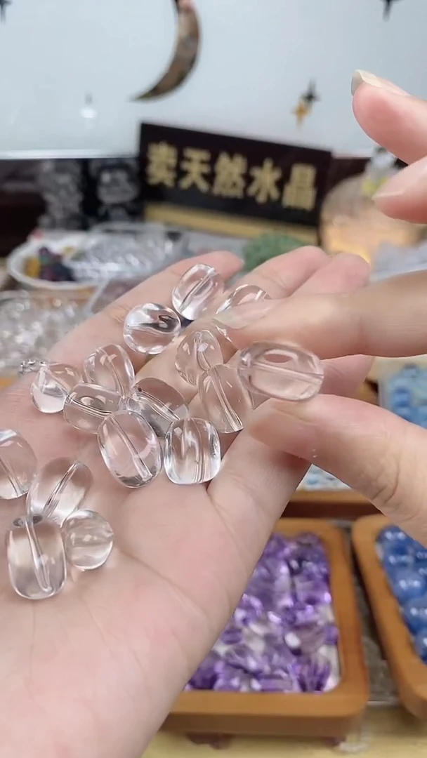 未镶嵌珠宝半成品水晶白水晶糖豆10mm一个装