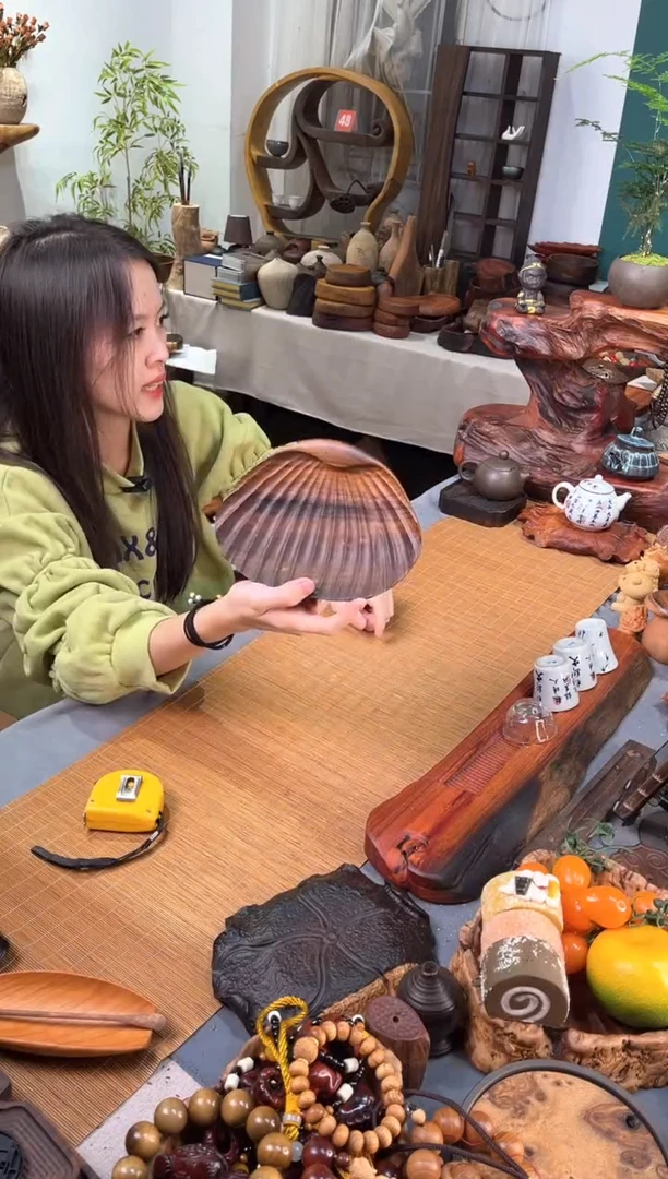 鸡翅木贝壳盘19-13-3