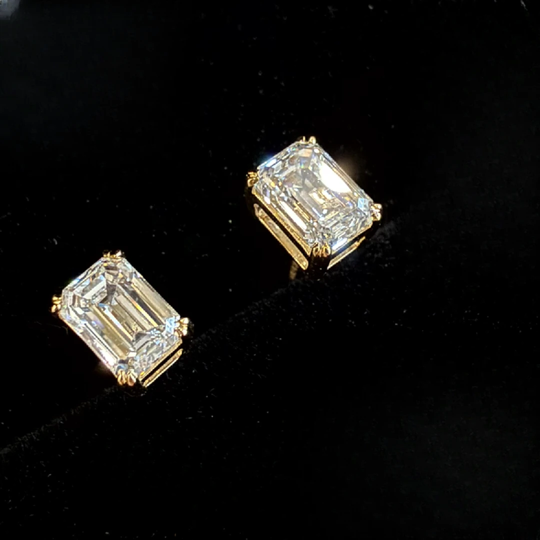 实验室培育钻石顶参钻【祖母切】1克拉耳钉（一对2克拉）YHH04600