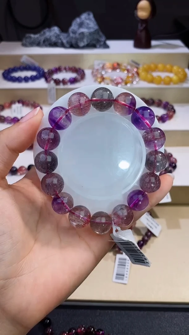 未镶嵌手串水晶黑加仑超七单圈13m+