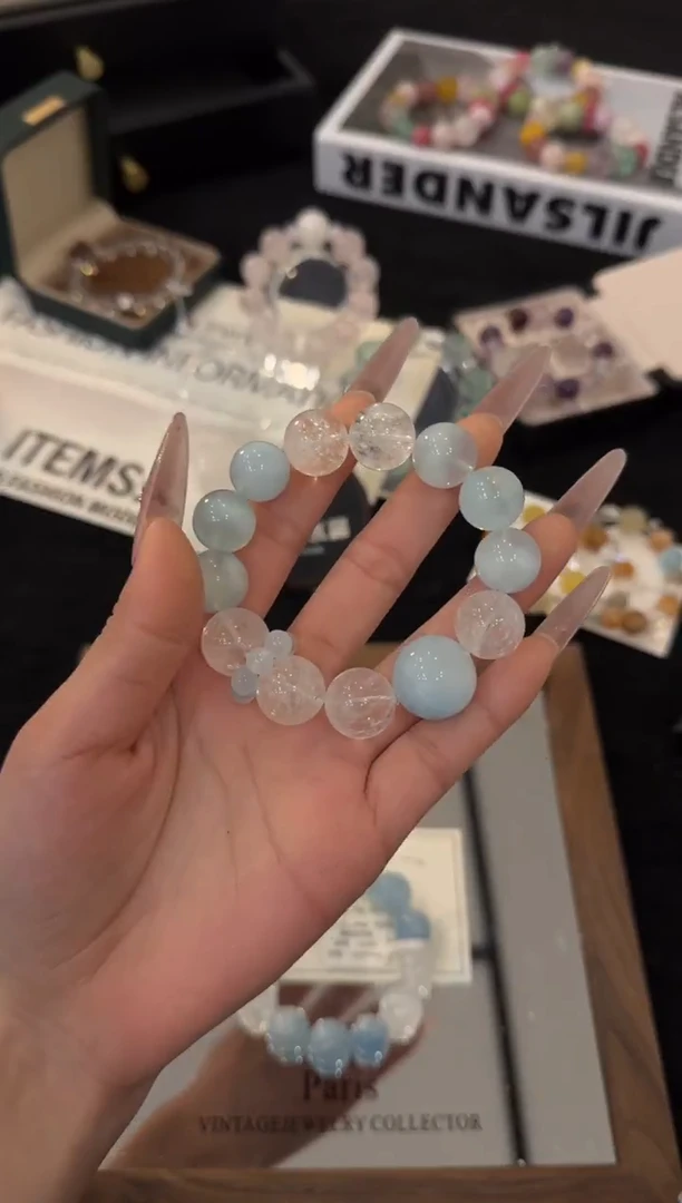 未镶嵌手链水晶海蓝宝多宝x3659