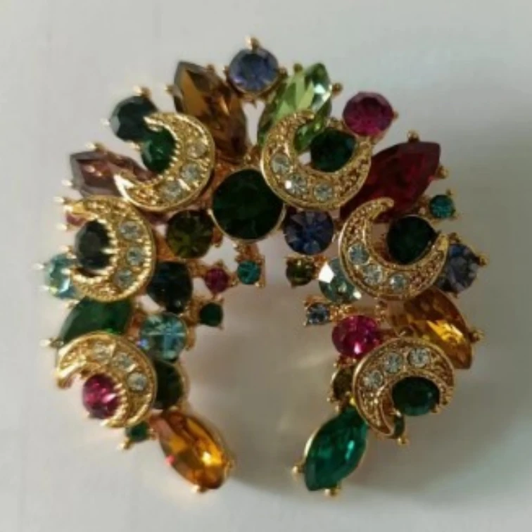 铜合金仿水晶胸针 禧娘娘-小众手工时尚创意复古大衣胸针-S3469