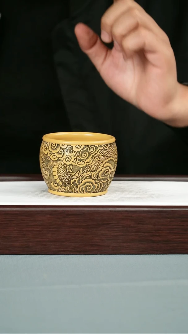 茶杯紫砂  黄金砂 龙行大运