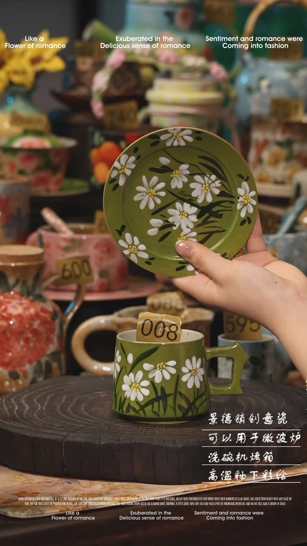 陶瓷008景德镇高温釉下彩绘设计师款式