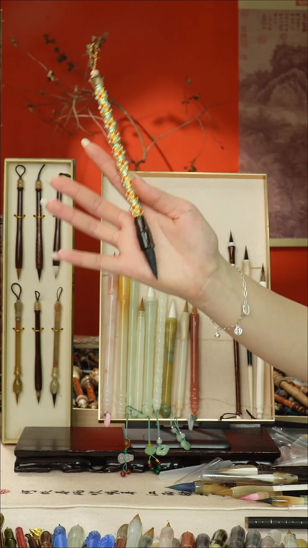 80号闪孤品高货毛笔链接 清水试笔 蘸墨不退