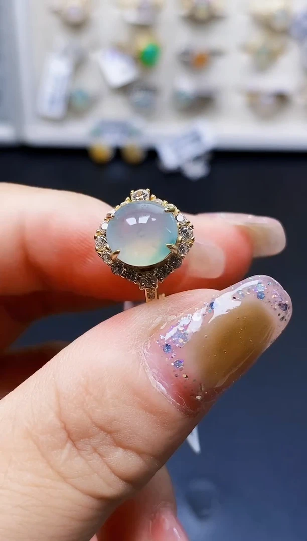 银S925镶嵌戒指翡翠1007