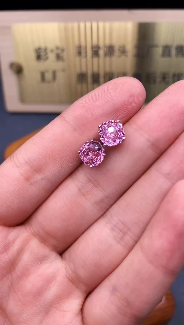 芙蓉石耳钉银S925镶嵌5346