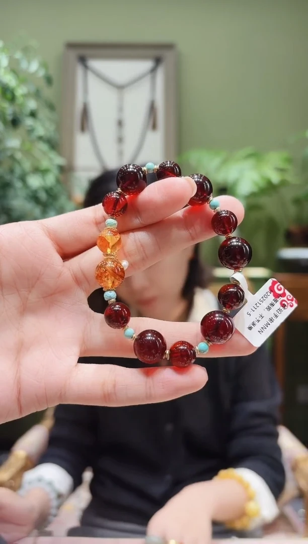 裸石琥珀未镶嵌血珀手串MNN1211-5多样性发货