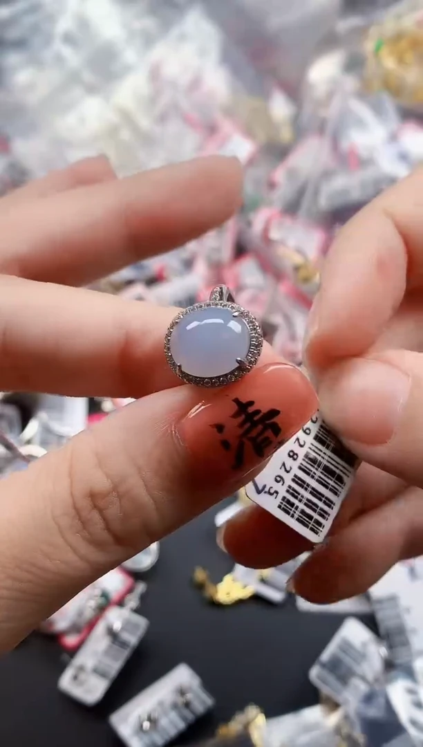 银S925镶嵌戒指翡翠天然A货缅甸翡翠