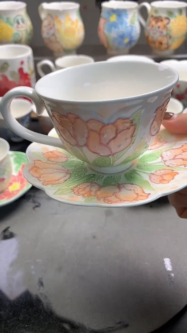 一味*手绘*郁金香咖啡杯 168