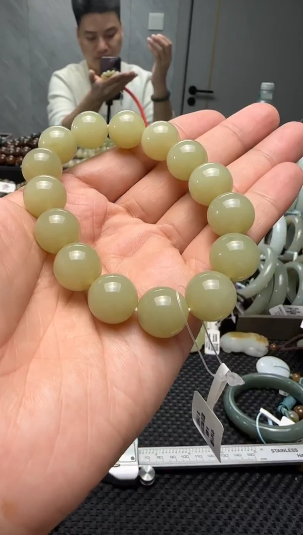 未镶嵌手串和田玉若羌料手串卡14