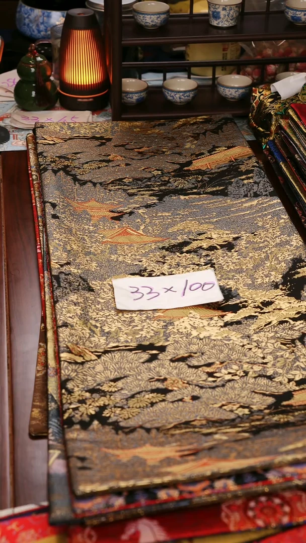 【登鹳雀楼黑金双面】中国风干泡织锦茶席33*95-100