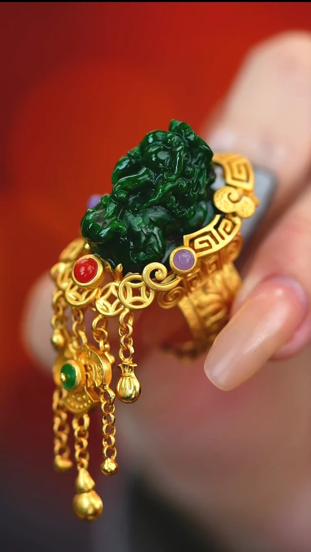 银S925镶嵌戒指翡翠新款