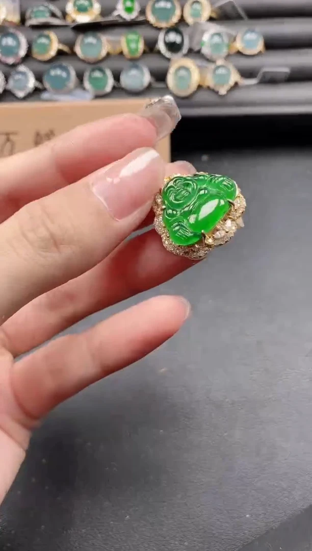 翡翠戒指银S925镶嵌51151