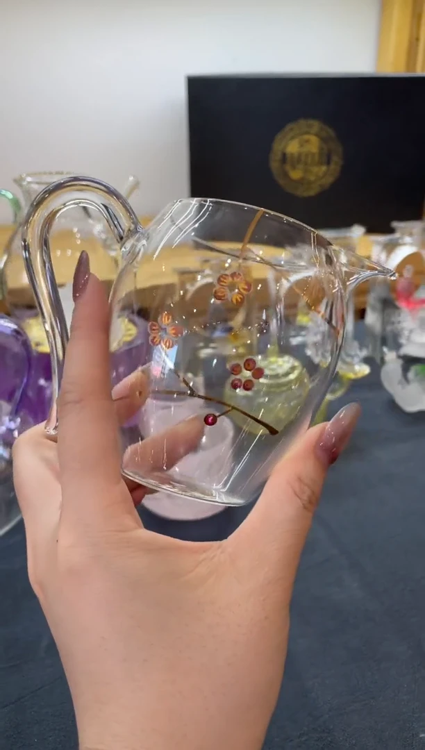 玻璃手工艺品手绘雕刻梅花公杯