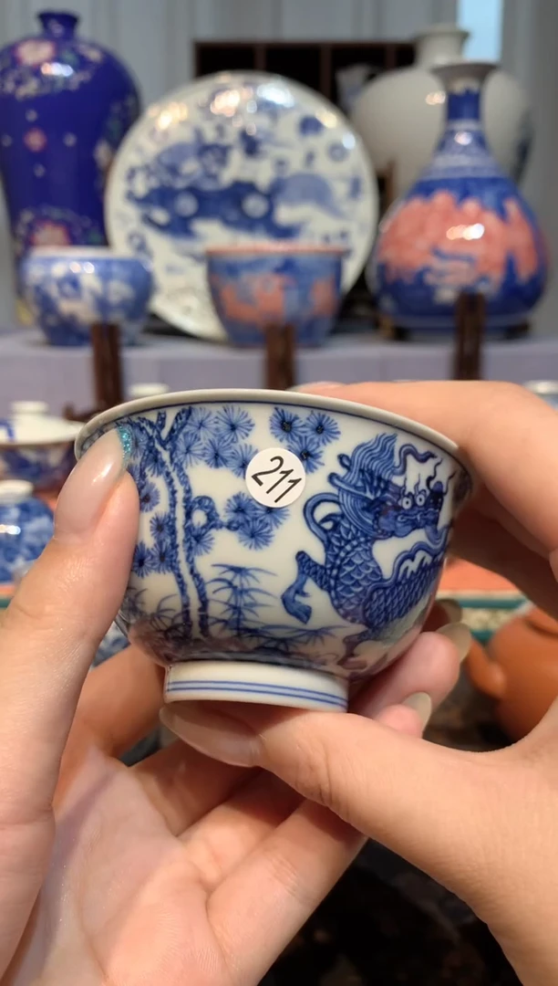 热***叶211青花杯子qd304
