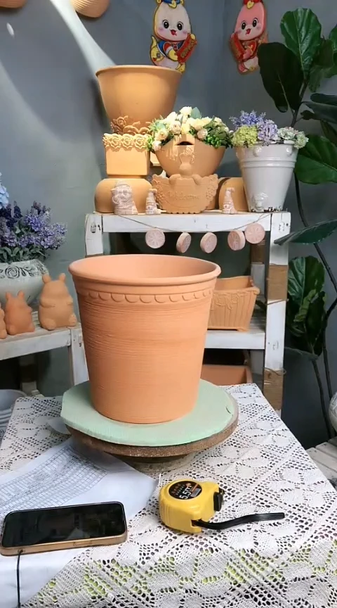 【闪购商品】红陶拉丝盆 口径22.5高度22