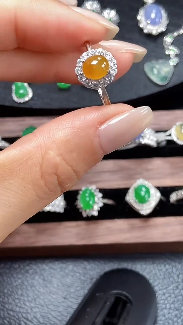 银S925镶嵌戒指翡翠4136