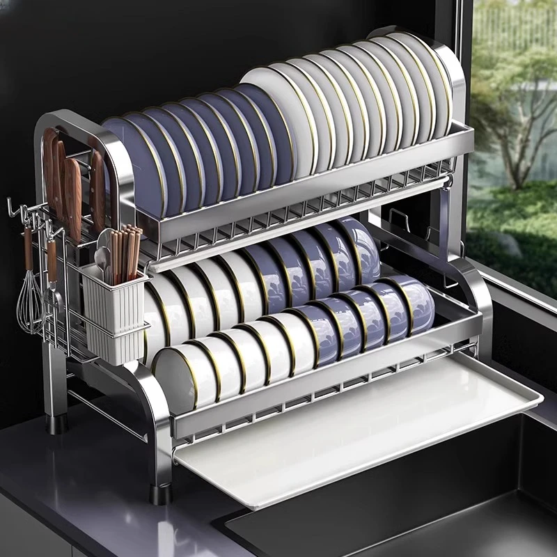 【锦绣百年】304不锈钢碗架厨房置物架碗盘收纳架放碗碟筷沥水架子
