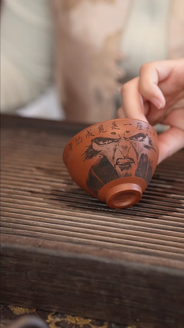 茶壶紫砂原矿手工制作【申】杯子雕刻