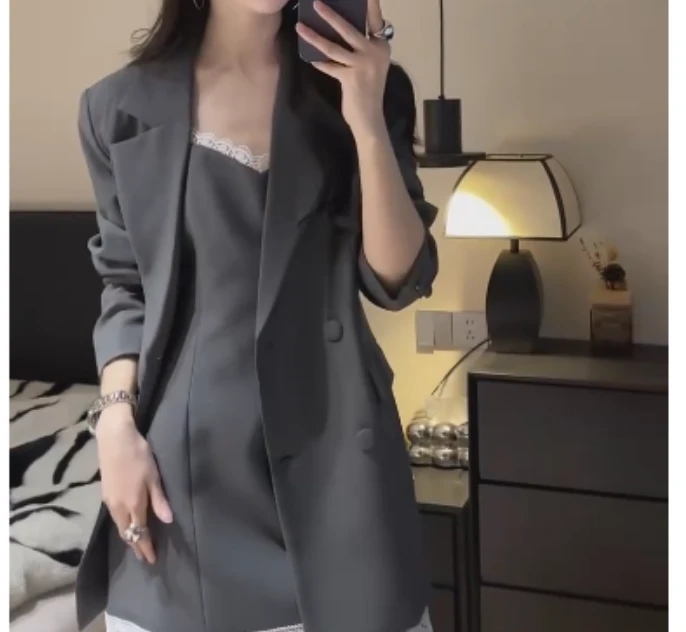 2025春季新款网红洋气气质韩版潮流女装爆款西装吊带裙两件套M