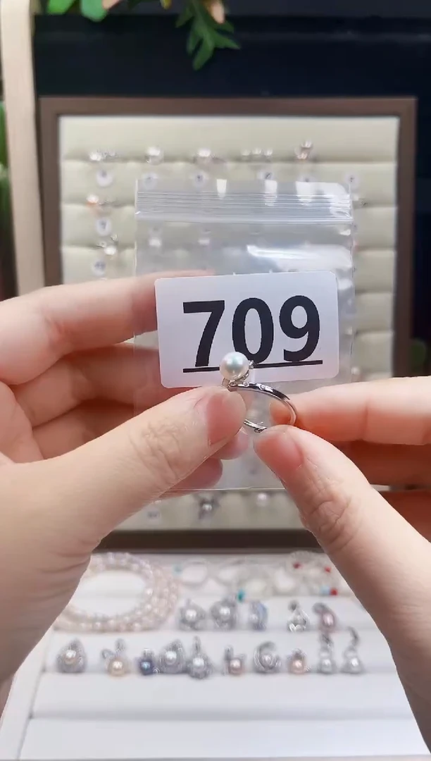 银S925镶嵌淡水珍珠珠宝奇石709