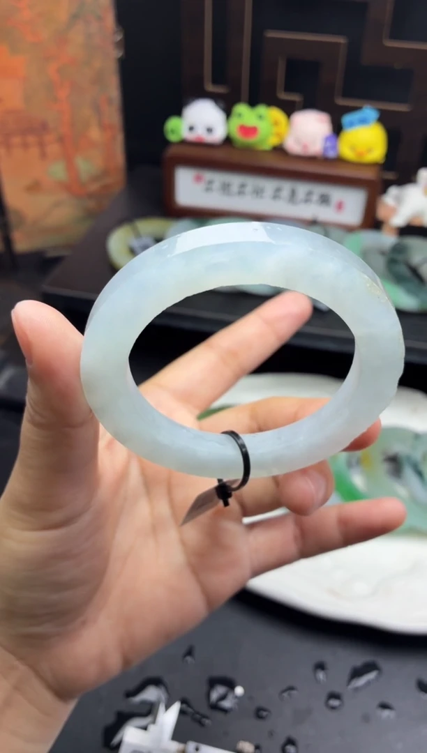 未镶嵌手镯定制翡翠冰冰胶胶特色美美镯52-59-36