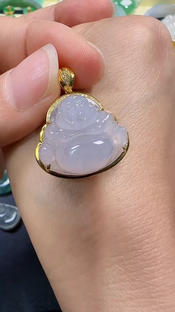 【闪购商品】翡翠颈饰18K金镶嵌翡翠厚佛公