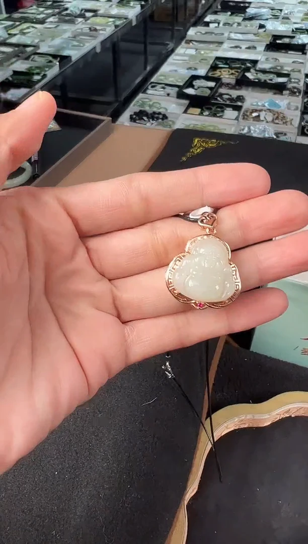 吊坠(不含链)银S925镶嵌和田玉（糖玉）多样性发1