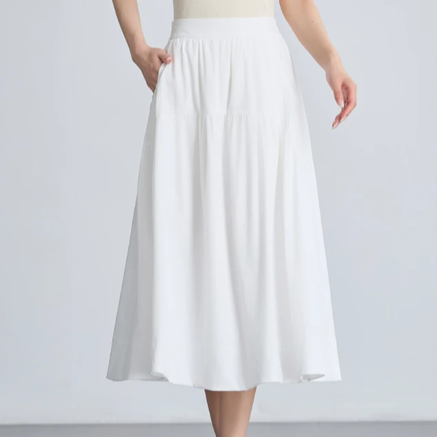 夏季新款显瘦高腰气质 复古休闲长款宽松半身裙6077