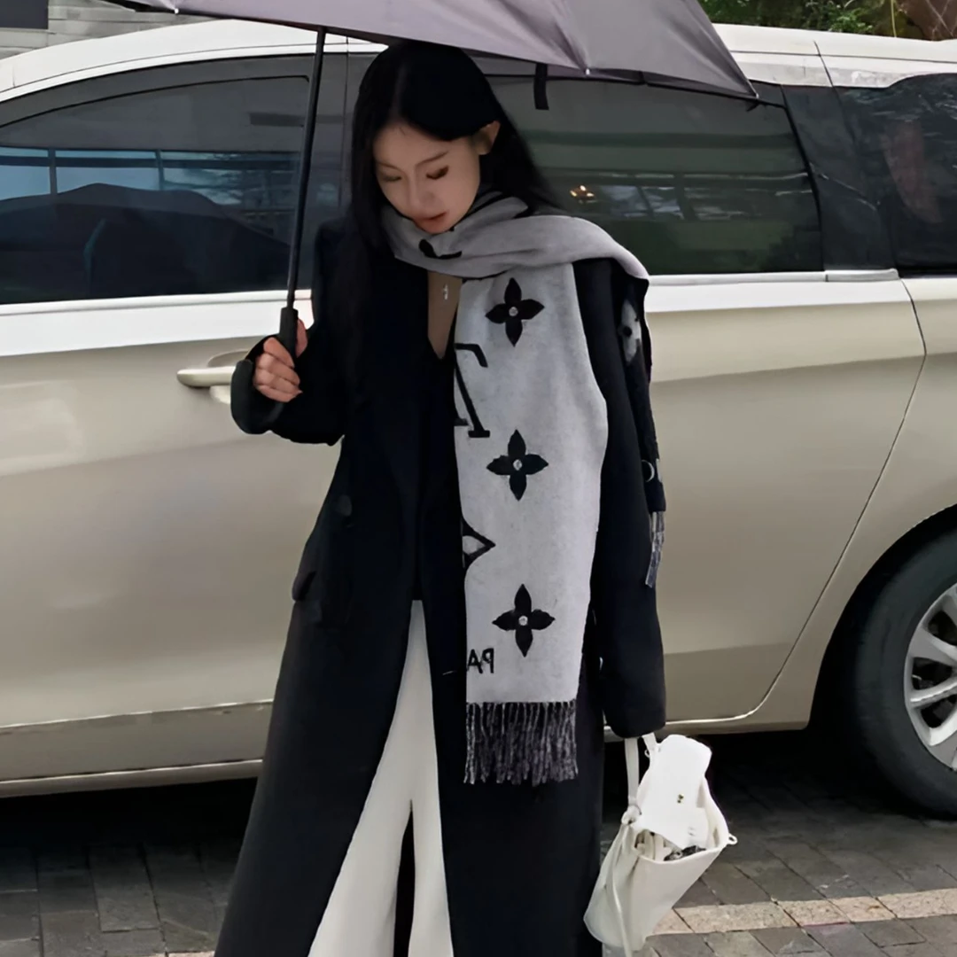 1V1 非市场货老登羊绒双面可围时尚百搭秋冬厚款围巾男女同款