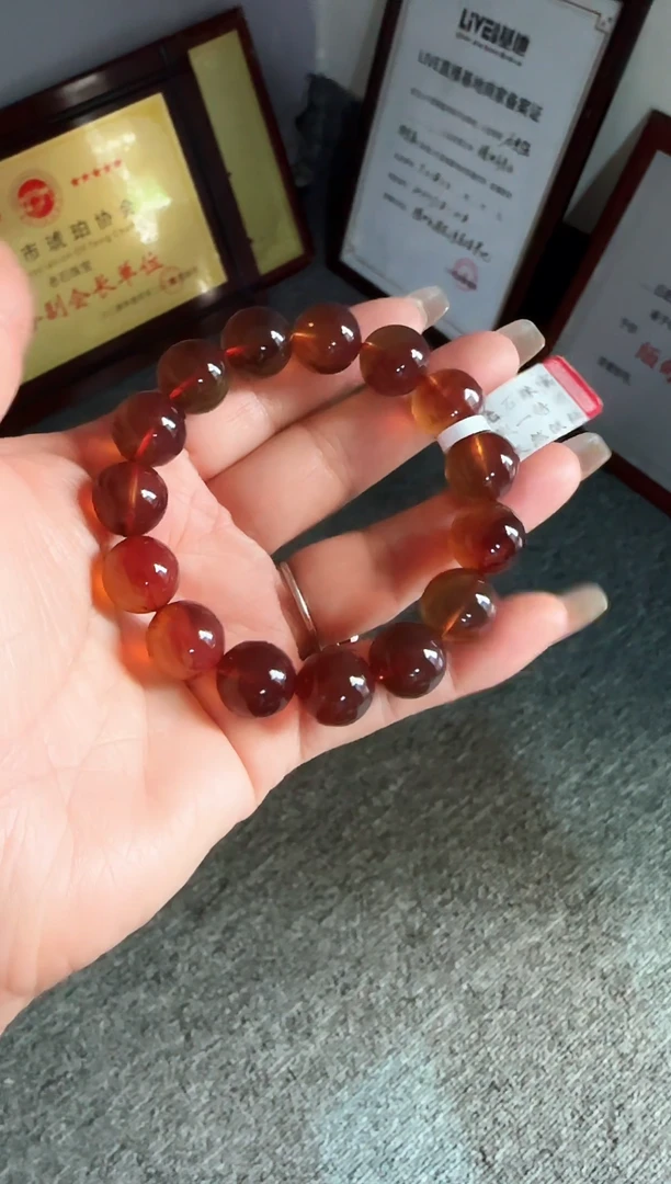 手串琥珀未镶嵌#37缅甸琥珀紫罗兰手串13mm